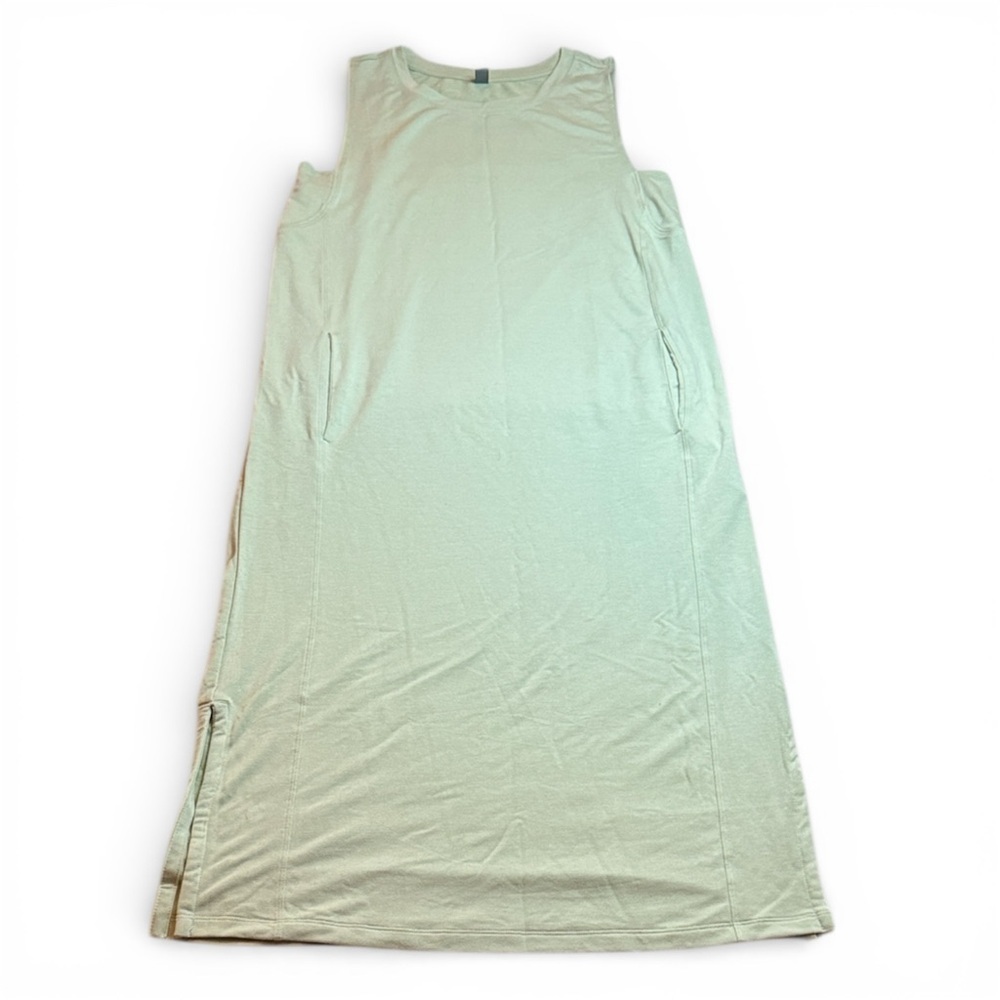 Sleeveless Green Maxi Dress Stretch Pockets Athleisure sz L